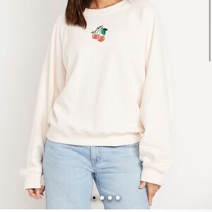 Old Navy Cream Women's Sweater mom Cheri cherry 🍒 socomfy line oversized